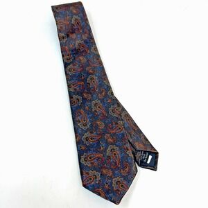 Oscar de la Renta Silk Men's Tie Paisley Lightweight Mulitcolor Hand-Sewn